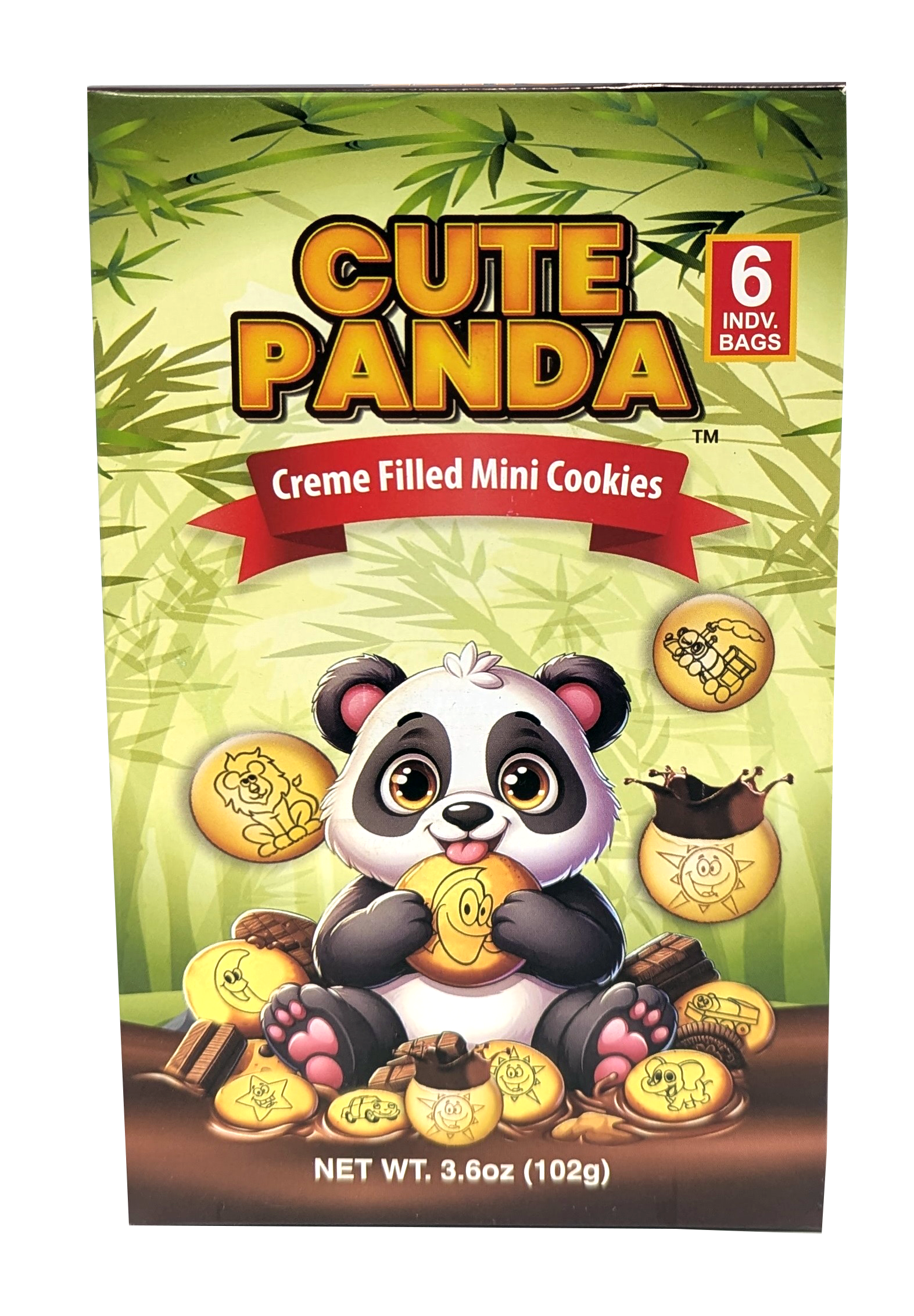 Cute Panda Chocolate Creme Filled Mini Cookies 6ct
